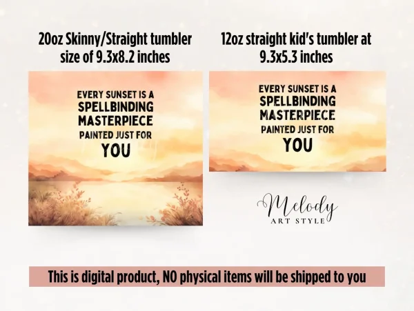 Sunset Tumbler Wrap 20 oz Straight Skinny Tumbler Sublimation Landscape Tumbler Design, Empowering Affirmation Tumbler, Instant Download PNG TM24 - Image 2