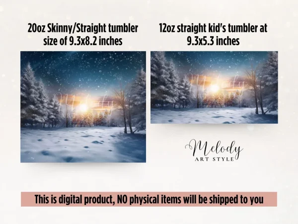 Winter Tumbler Wrap PNG 20 oz Skinny Tumbler Sublimation Design, Snowy Trees, Digital Download - Image 2