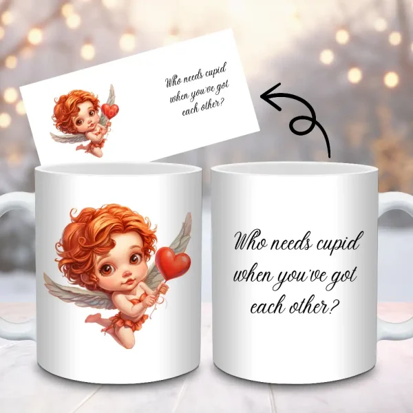 Valentines Day Mug Sublimation Design, Cupid Mug 11oz and 15oz Mug PNG Wrap, Funny Coffee Mug For Valentines Day Gift, Digital Download M120