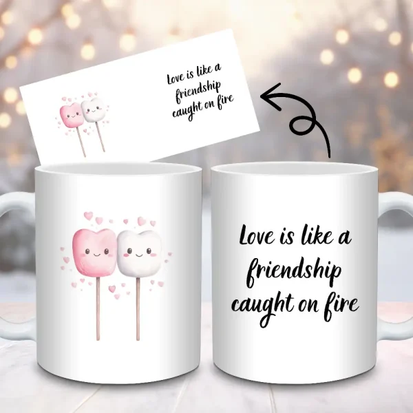 Sweet Valentines Day Mug Sublimation Design, 11oz and 15oz Cup PNG Wrap, Valentines Day Gift, Marshmallows Mug Digital Download M150