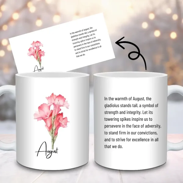 Gladiolus Birth Flower Mug Sublimation Design, 11oz and 15oz Mug PNG Wrap, August Birth Month Flower Gift Cup Wrap Digital Download M67