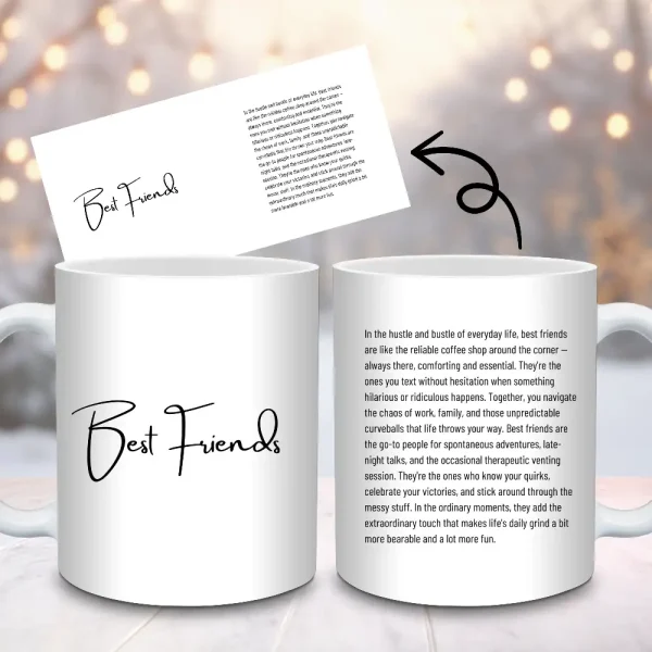 Best Friends Mug Sublimation Design, 11oz and 15oz Mug PNG Wrap, Best Friend Gift Cup Wrap PNG Digital Download, Bestie Mug M80