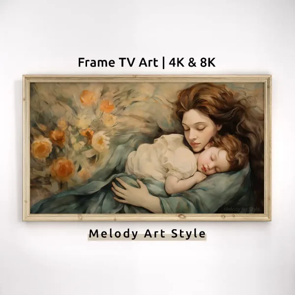 Mother's Day Frame TV Art 4K 8K Motherhood Painting TV Art Floral Decor Mother and Child Samsung Frame TV Art Digital Download F17