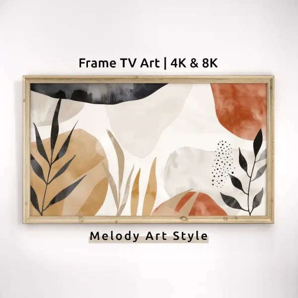 Boho Style Frame TV Art 4K 8K Minimalist Abstract Botanical Modern Watercolor Leaves Earth Tone Samsung Frame TV Art Digital Download F34