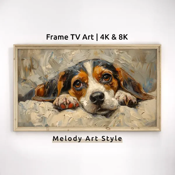 Beagle Dog Oil Painting Frame TV Art 4K 8K Animal Decor Cute Puppy Dog Screensave Wallpaper Samsung Frame TV Art Digital Download F40