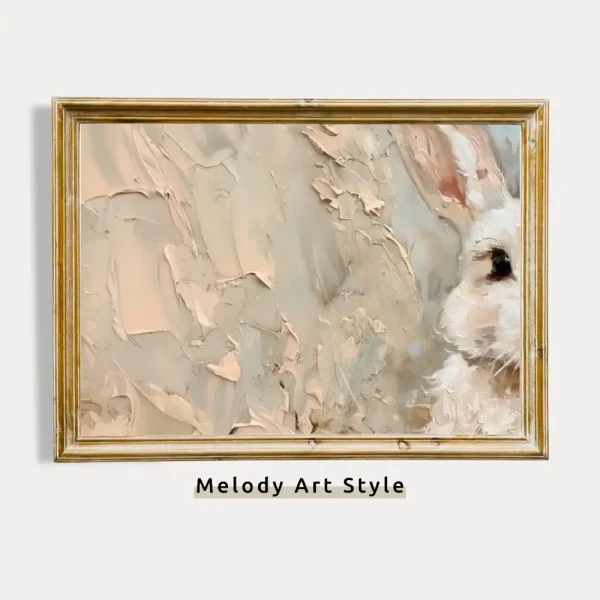 Spring White Bunny Vintage Easter Oil Painting Print,  Blush Chic Rabbit Printable, Pastel Bunny Painting Wall Art Digital Download P114