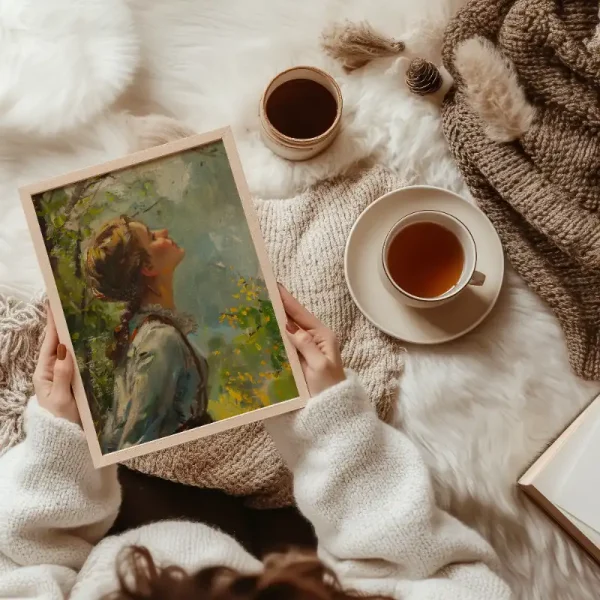 Vintage Spring Woman Landscape Wall Art Farmhouse Wall Decor Oil Painting Vintage Moody Print Digital Download P21 - Image 3