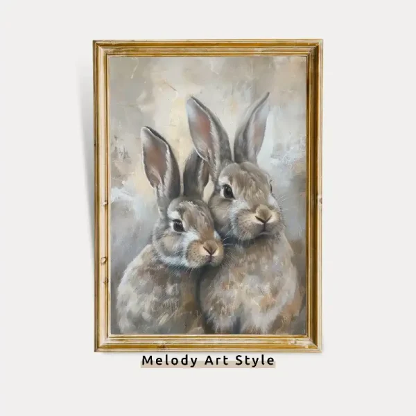 Easter Bunny Printable Wall Art Cottagecore Decor Vintage Spring Easter Rabbits Nursery Easter Home Farmhouse Poster Digital Download P22