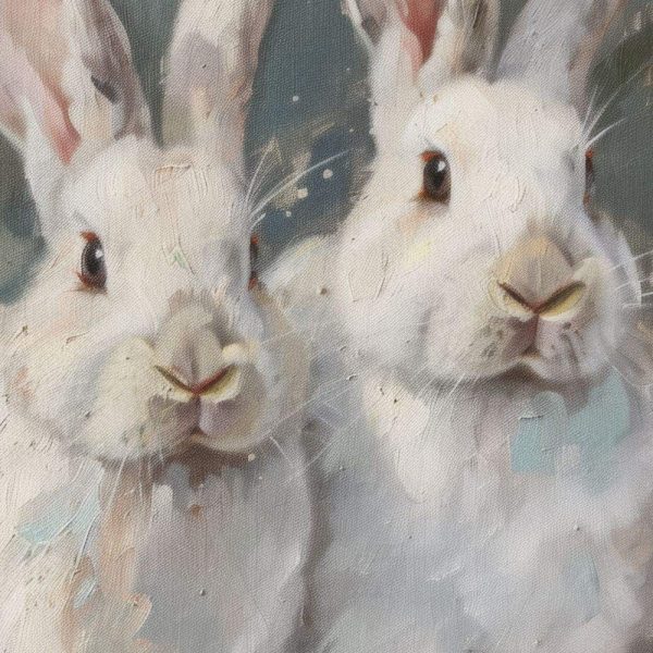 Spring Bunnies Wall Art Oil Painting Easter Printable White Rabbits Print Vintage Cute Easter Bunnies Portrait Poster Digital Download P14 - Image 2