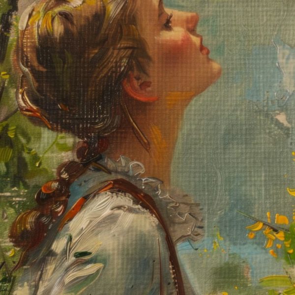Vintage Spring Woman Landscape Wall Art Farmhouse Wall Decor Oil Painting Vintage Moody Print Digital Download P21 - Image 2