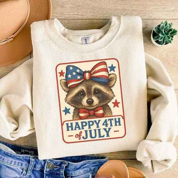 4th of July Raccoon Sublimation PNG, Patriotic Animal USA Raccoon Sublimation PNG Independence Day Cute 4th of July Digital Download S130