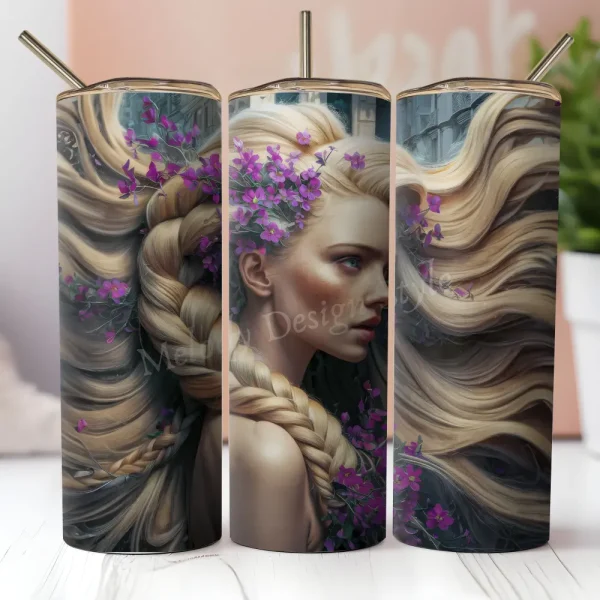 Floral Woman Seamless Tumbler Wrap PNG Purple Girly 20 oz Skinny Tumbler Sublimation Design Spring Gift | Digital Download T1