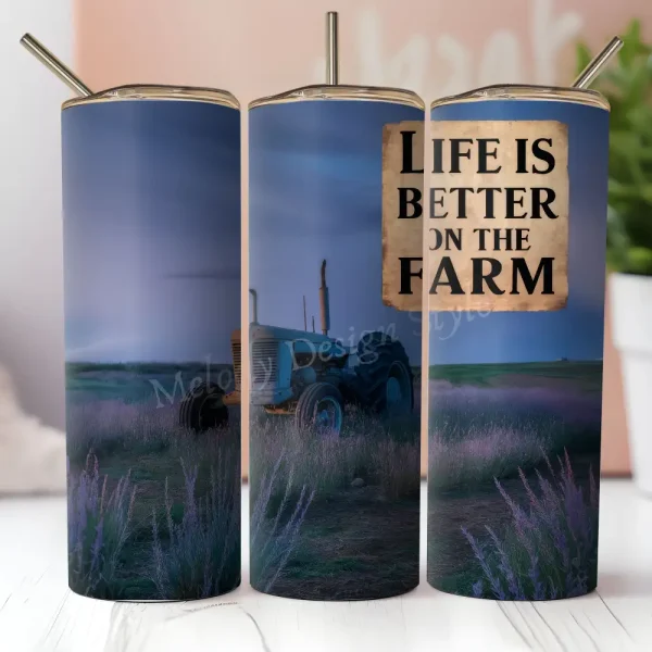 Life is Better on the Farm Tractor Seamless Tumbler Wrap Rustic Farmhouse PNG 20 oz Skinny Tumbler Sublimation Design Digital Download T47
